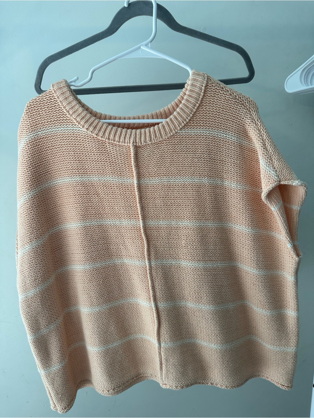 Universal Thread Peach and Cream Striped Crewneck Sweater